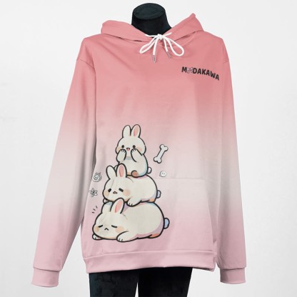 MODAKAWA グラデーション プレイフル バニー グラフィック プルオーバー パーカー - Pink - 5XL - image 2
