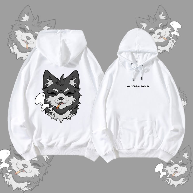 MODAKAWA スモーキングパピー グラフィック ストリートウェア プルオーバー パーカー - White - 5XL - image 1