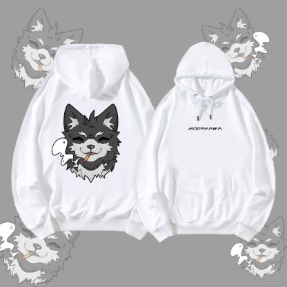 MODAKAWA スモーキングパピー グラフィック ストリートウェア プルオーバー パーカー - White - 5XL - image 1