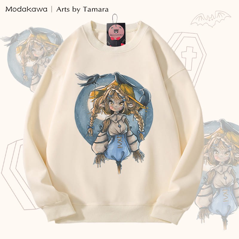 MODAKAWA X Arts by Tamara Scarecrow グラフィック ユニセックス スウェットシャツ - Beige - 5XL - image 2