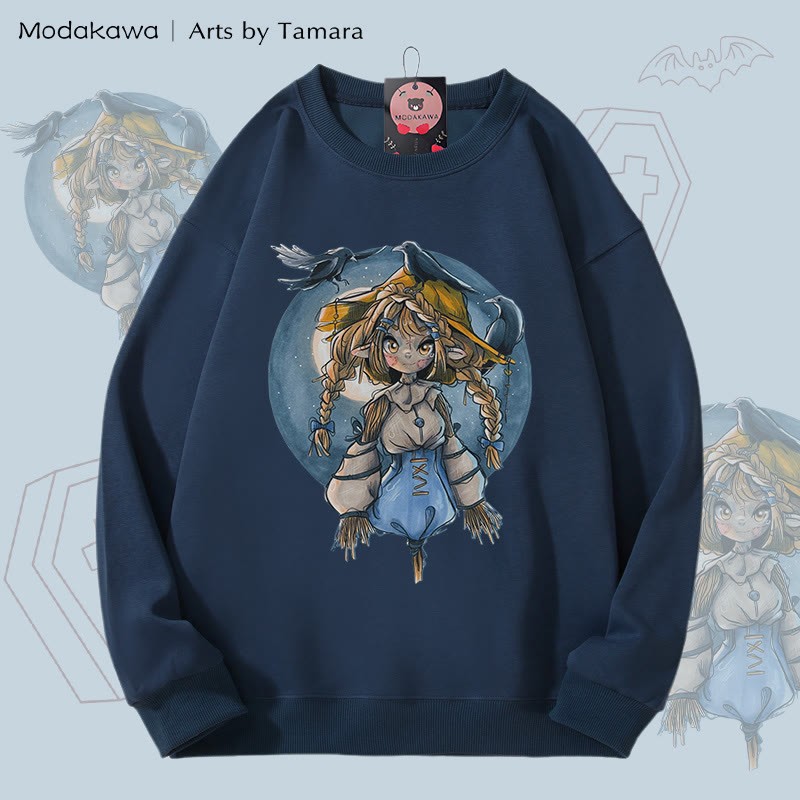 MODAKAWA X Arts by Tamara Scarecrow グラフィック ユニセックス スウェットシャツ - Dusty Blue - 5XL - image 1