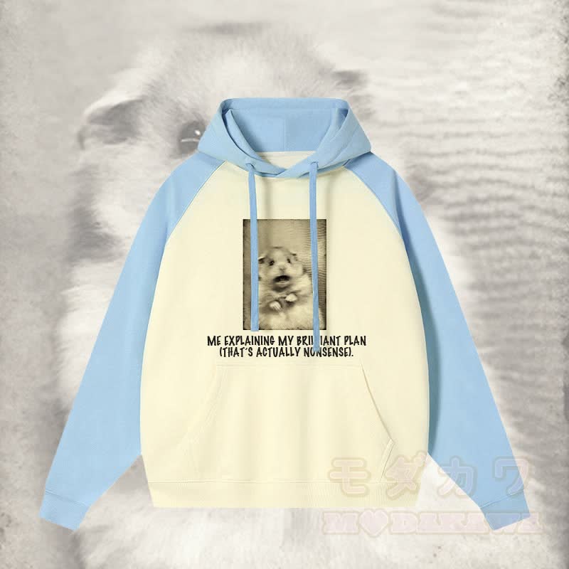 ナンセンスな私の素晴らしい計画を説明する私 ショッキングマウスグラフィックストリートウェアカラーブロックパーカー - 青 - 3XL - image 2