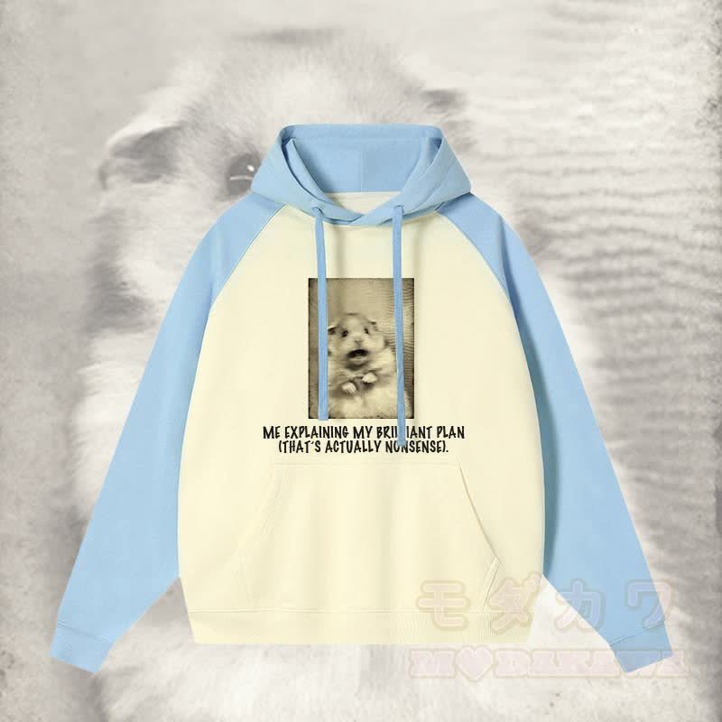 ナンセンスな私の素晴らしい計画を説明する私 ショッキングマウスグラフィックストリートウェアカラーブロックパーカー - 青 - 3XL - image 2