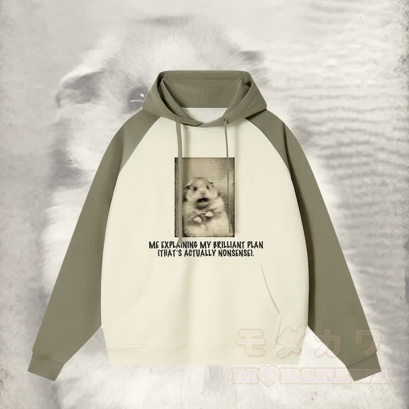 ナンセンスな私の素晴らしい計画を説明する私 ショッキングマウスグラフィックストリートウェアカラーブロックパーカー - 緑 - 3XL - image 1