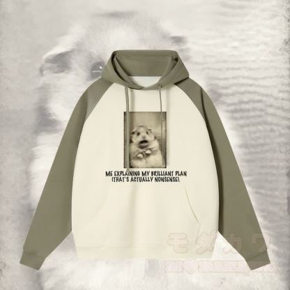 ナンセンスな私の素晴らしい計画を説明する私 ショッキングマウスグラフィックストリートウェアカラーブロックパーカー - 緑 - 3XL - image 1