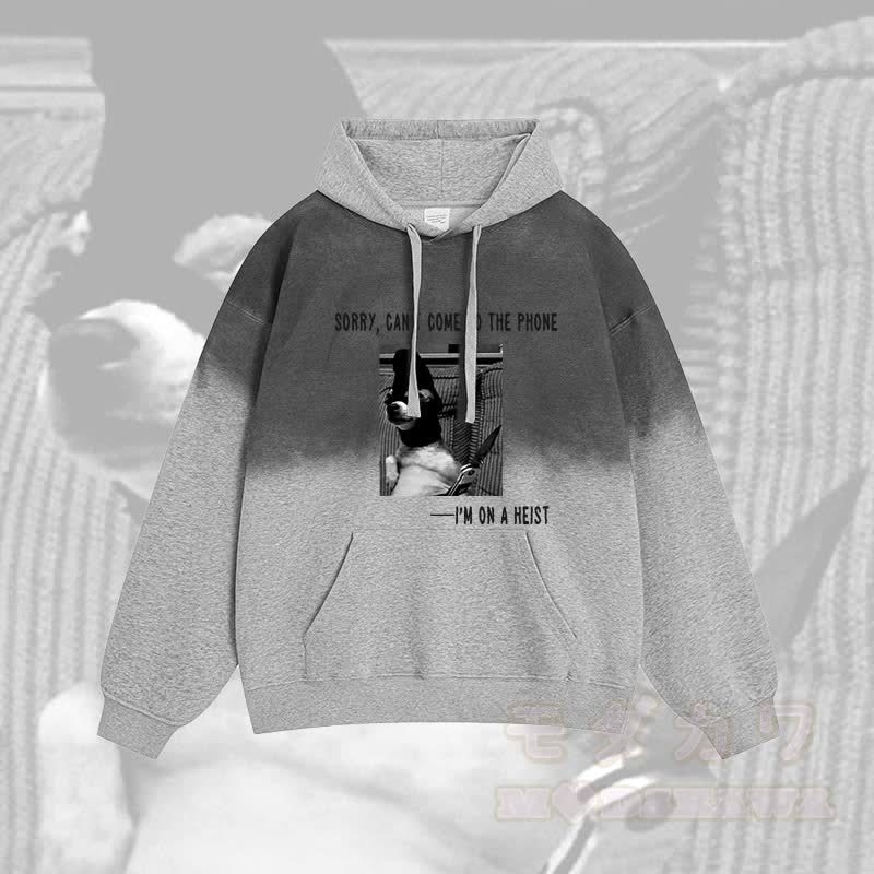 すみません、電話に出られません。強盗中なんです。Mのグラフィック グラデーション ストリートウェア パーカー - グレー - 2XL - image 2