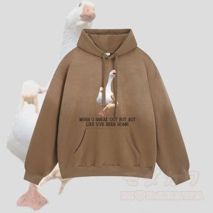 こっそり外出したのに家にいたように振る舞うグースグラフィックグラデーションストリートウェアパーカー - 茶色 - 2XL - image 1