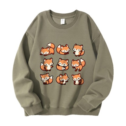 MODAKAWA フォックスグラフィック ユニセックス スウェットシャツ - Light Khaki - 5XL - image 1