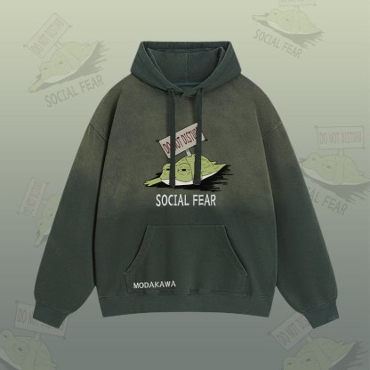 DO NOT DISTURB SOCIAL FEAR カエルグラフィック グラデーション ストリートウェア パーカー - Green - 2XL - image 3