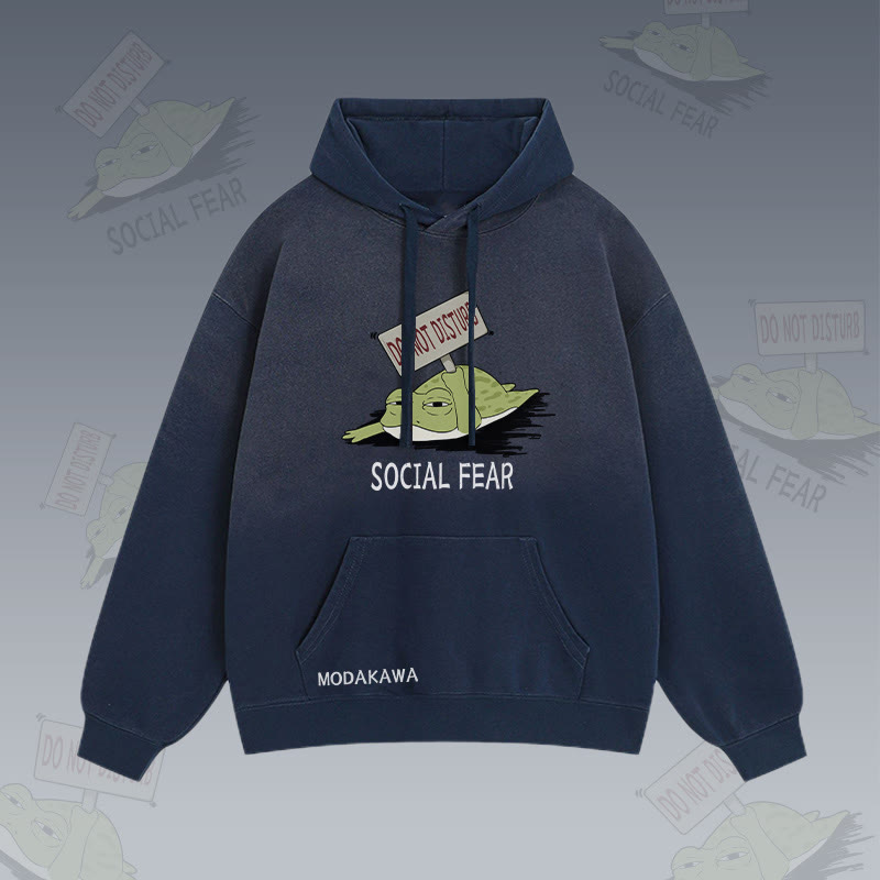 DO NOT DISTURB SOCIAL FEAR カエルグラフィック グラデーション ストリートウェア パーカー - Purplish Blue - 2XL - image 1