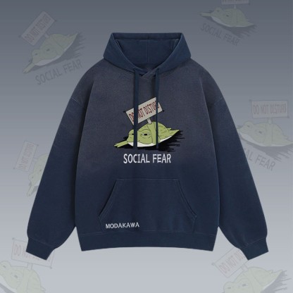 DO NOT DISTURB SOCIAL FEAR カエルグラフィック グラデーション ストリートウェア パーカー - Purplish Blue - 2XL - image 1