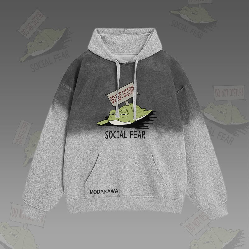 DO NOT DISTURB SOCIAL FEAR カエルグラフィック グラデーション ストリートウェア パーカー - Grey - 2XL - image 4