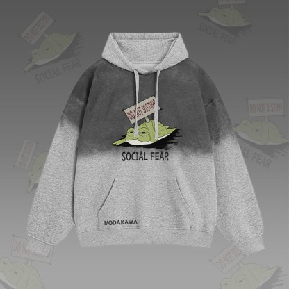 DO NOT DISTURB SOCIAL FEAR カエルグラフィック グラデーション ストリートウェア パーカー - Grey - 2XL - image 4