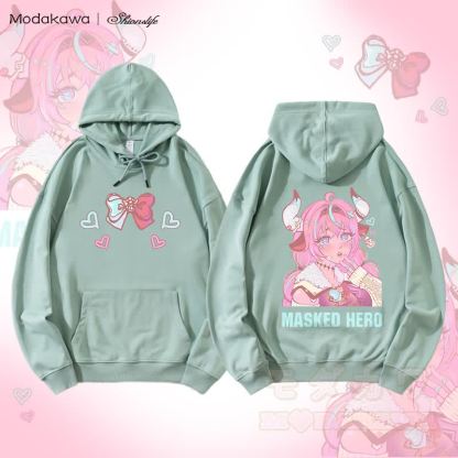MODAKAWA X Shionslife MASKED HERO グラフィック ストリートウェア プルオーバー パーカー - 緑 - 5XL - image 2