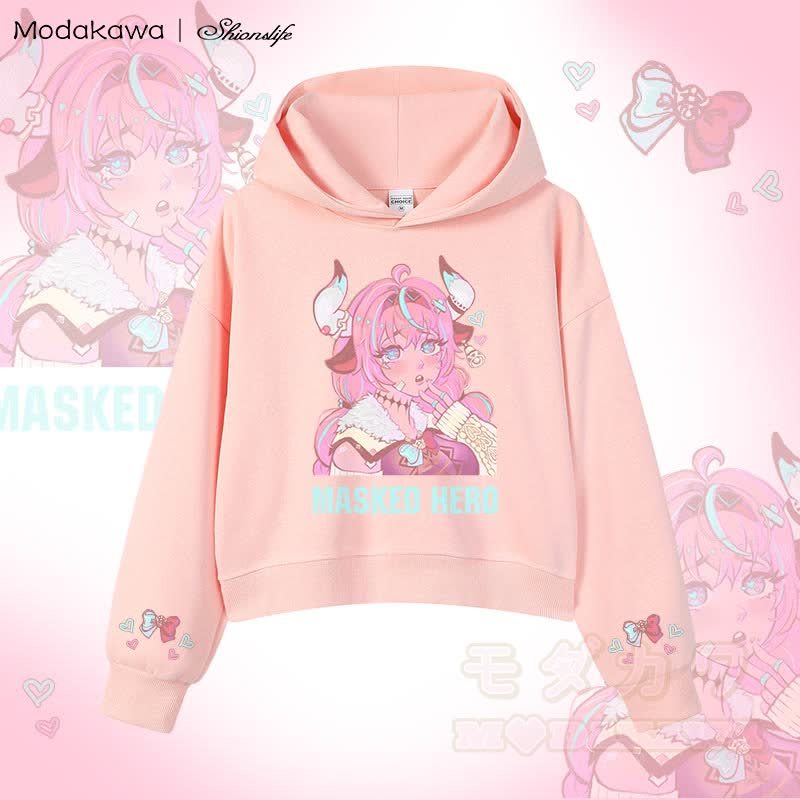 MODAKAWA X Shionslife MASKED HERO グラフィック クロップド綿パーカー - ピンク - 3XL - image 2