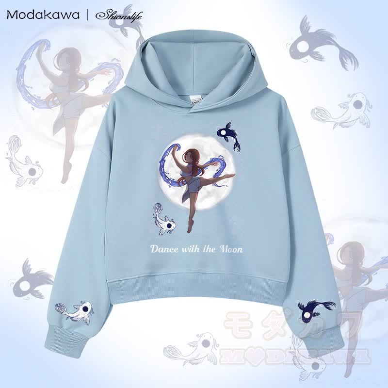 MODAKAWA X Shionslife Katara Water Bending グラフィック クロップド綿パーカー - 青 - 3XL - image 2