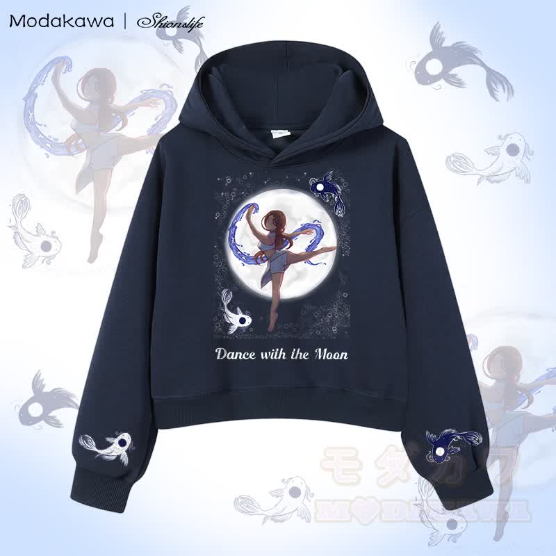 MODAKAWA X Shionslife Katara Water Bending グラフィック クロップド綿パーカー - 紫がかった青 - 3XL - image 1