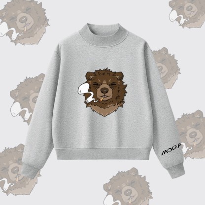 MODAKAWA スモーキングベア グラフィック 裏起毛スウェットシャツ - Grey - L - image 6