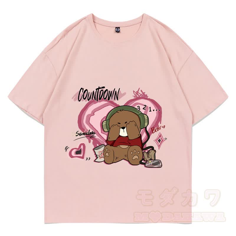 MODAKAWA COUNTDOWN カバーアイズベア グラフィックTシャツ - ピンク - 5XL - image 1