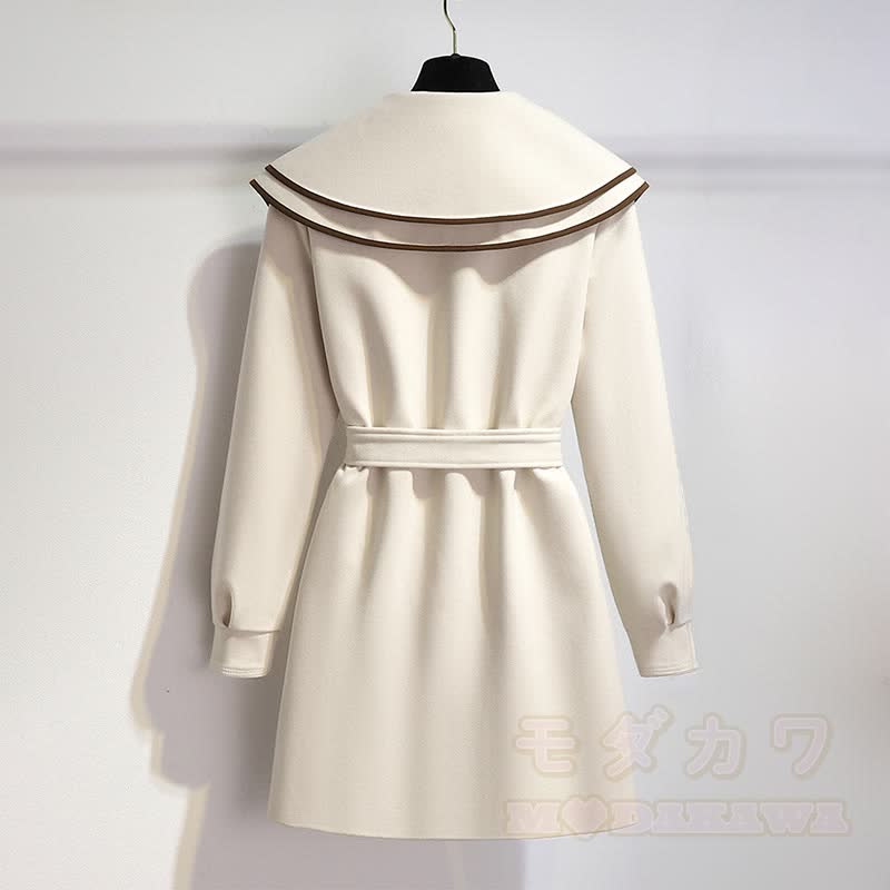 襟付きベルト付きパッド入りコート - image 2