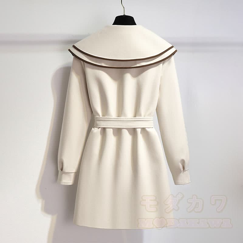 襟付きベルト付きパッド入りコート - image 2