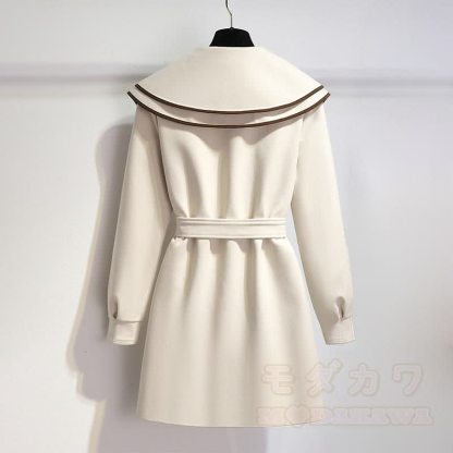 襟付きベルト付きパッド入りコート - image 2