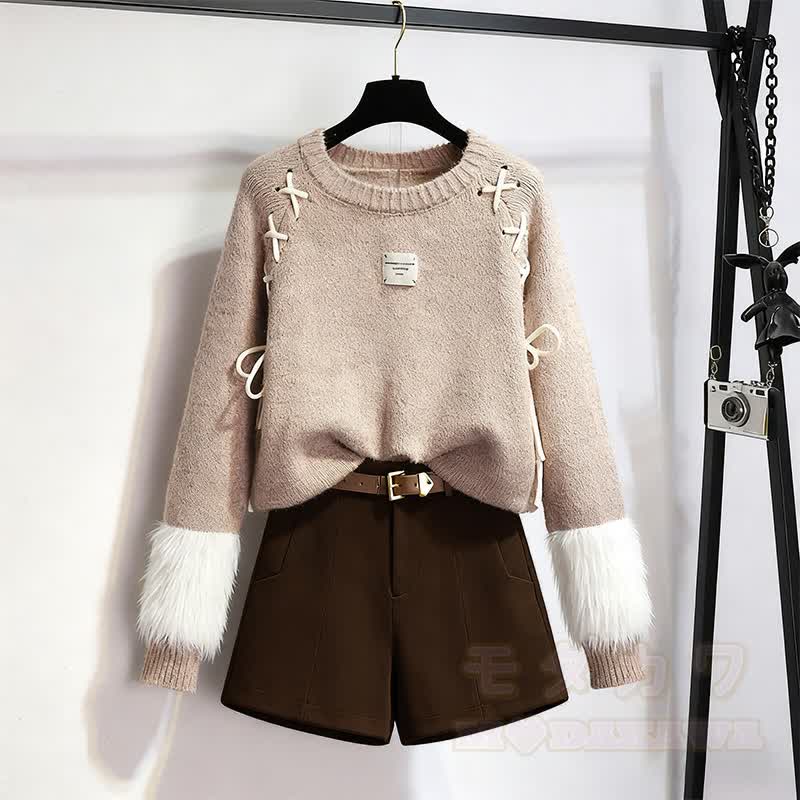 ニットセーターベルトショーツツーピース - セット - XL - image 1