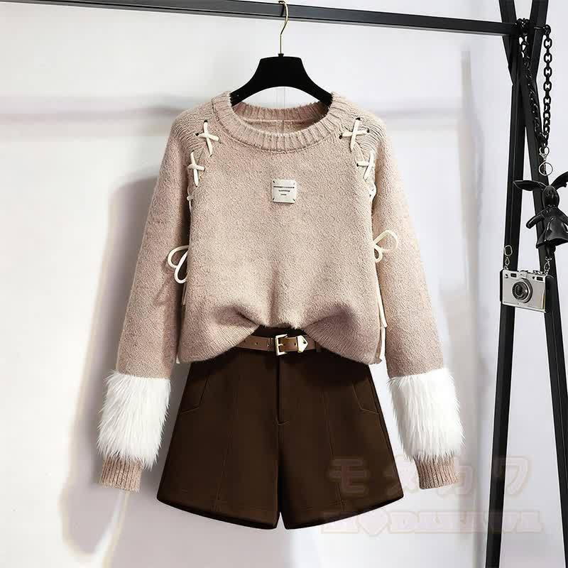 ニットセーターベルトショーツツーピース - セット - XL - image 1