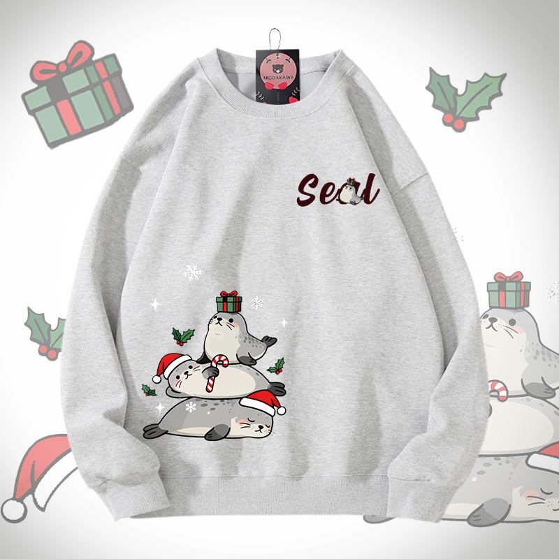 MODAKAWA クリスマスシールグラフィック ユニセックス スウェットシャツ - Grey - 5XL - image 1