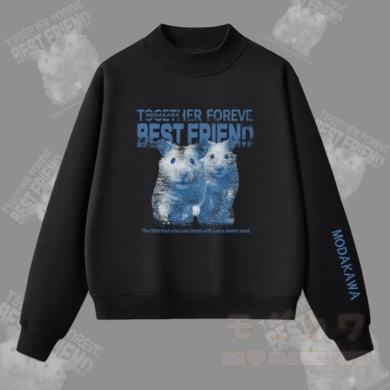 MODAKAWA BEST FRIEND ハムスターグラフィック 裏起毛スウェットシャツ - 黒 - L - image 2