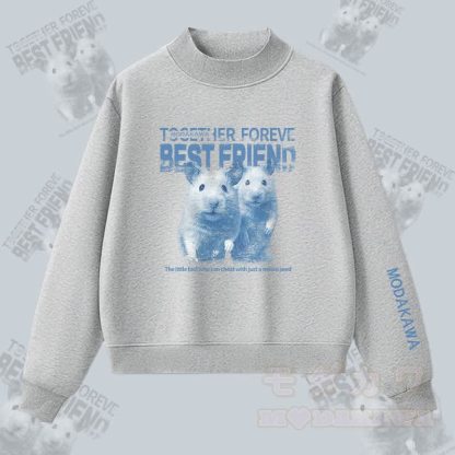 MODAKAWA BEST FRIEND ハムスターグラフィック 裏起毛スウェットシャツ - グレー - L - image 1