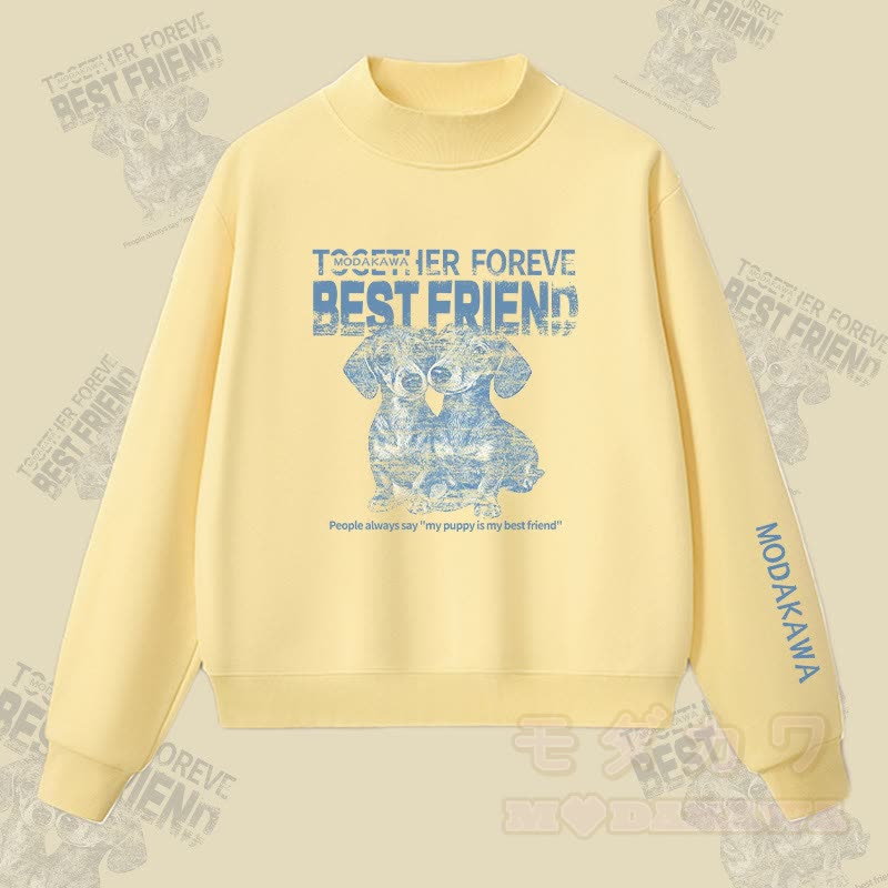 MODAKAWA BEST FRIEND パピーグラフィック 裏起毛スウェットシャツ - 黄色 - L - image 1