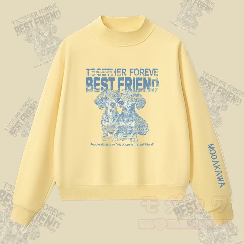 MODAKAWA BEST FRIEND パピーグラフィック 裏起毛スウェットシャツ - 黄色 - L - image 1