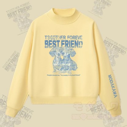 MODAKAWA BEST FRIEND パピーグラフィック 裏起毛スウェットシャツ - 黄色 - L - image 1