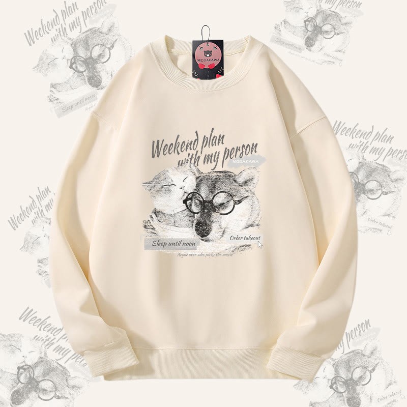 MODAKAWA WEEKEND PLAN WITH MY PERSON パピーキティ グラフィック ユニセックス スウェットシャツ - Beige - 5XL - image 1