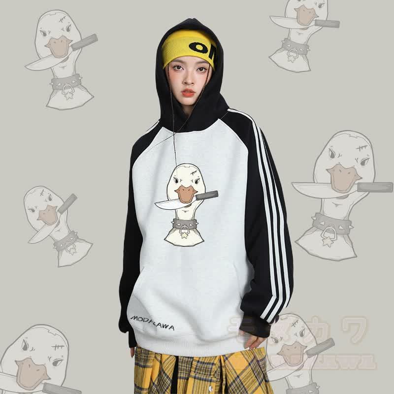 MODAKAWA グースウィズナイフ グラフィックカラーブロック フリース 裏地 パーカー - image 1