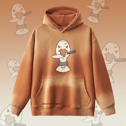 MODAKAWA グースウィズナイフグラフィック ヴィンテージウォッシュ加工 裏起毛 パーカー - Brown - 2XL - image 1