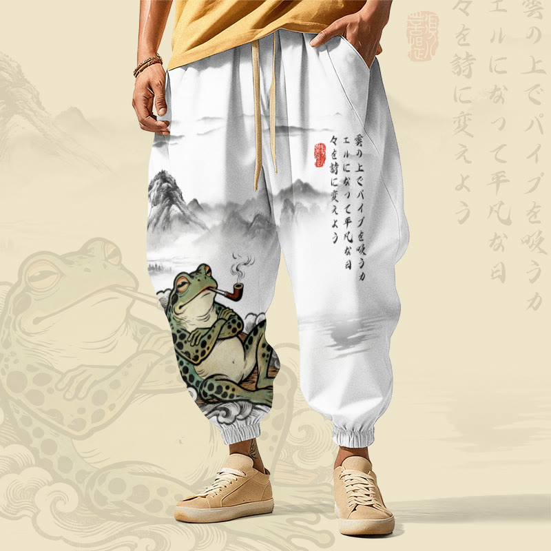 MODAKAWA インクウォッシュ スモーキングフロッグ オールオーバープリント ドローストリング ラウンジパンツ - White - 5XL - image 1