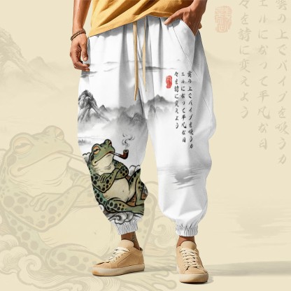 MODAKAWA インクウォッシュ スモーキングフロッグ オールオーバープリント ドローストリング ラウンジパンツ - White - 5XL - image 1