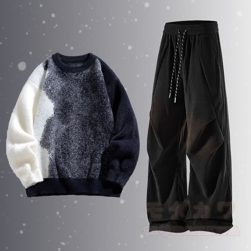 グラデーションファジーセーターコーデュロイパンツツーピース - セットB - 3XL - image 2