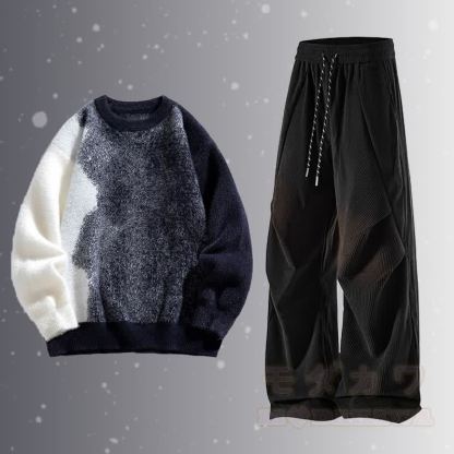 グラデーションファジーセーターコーデュロイパンツツーピース - セットB - 3XL - image 2