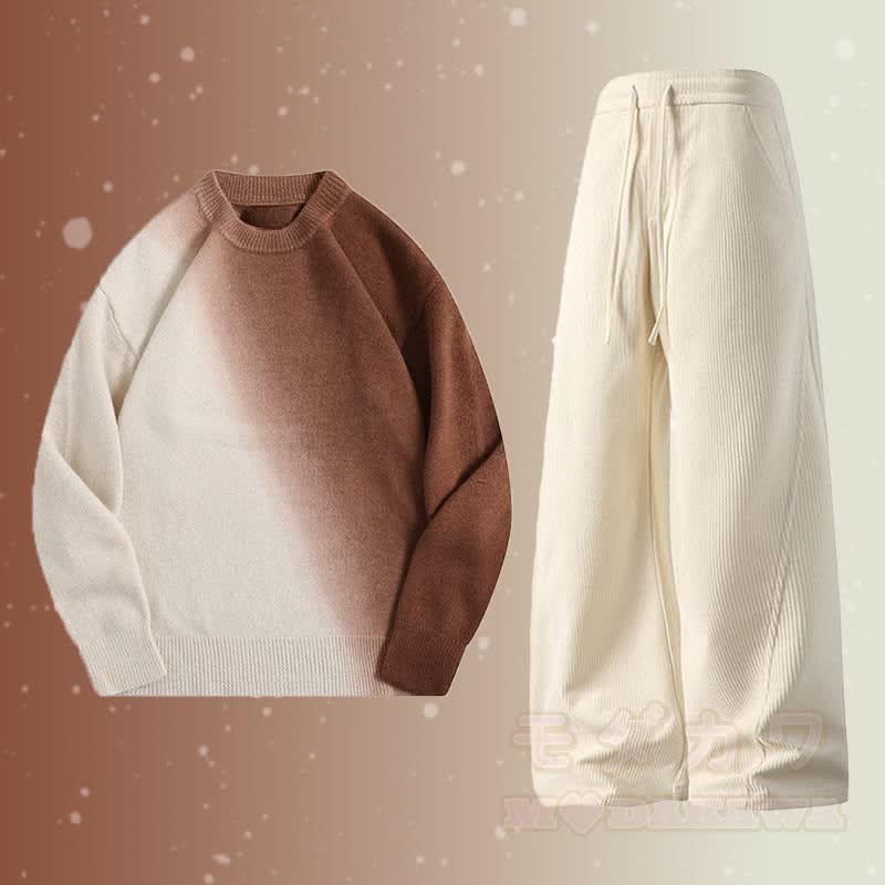 ニットグラデーションセーター コーデュロイパンツ ツーピース - セットB - 2XL - image 2