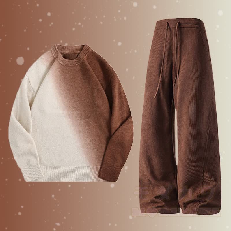 ニットグラデーションセーター コーデュロイパンツ ツーピース - セットA - 2XL - image 1
