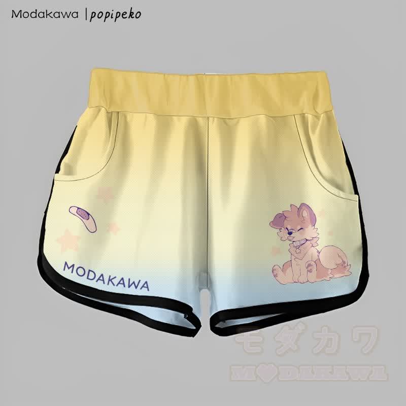 MODAKAWA X popipeko グラデーション 舌出しパピーグラフィックショーツ - イエロー＆ブルー - 5XL - image 2