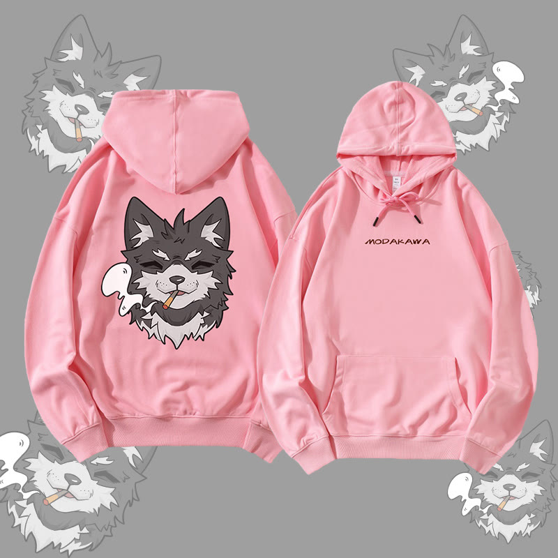 MODAKAWA スモーキングパピー グラフィック ストリートウェア プルオーバー パーカー - Pink - 5XL - image 3