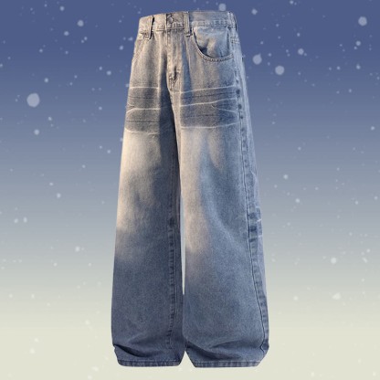グラデーションニットセーター デニムパンツ ツーピース - Blue Pants - 2XL - image 7