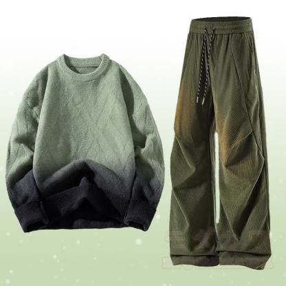 グラデーションニットセーター コーデュロイパンツ ツーピース - セットA - 3XL - image 1