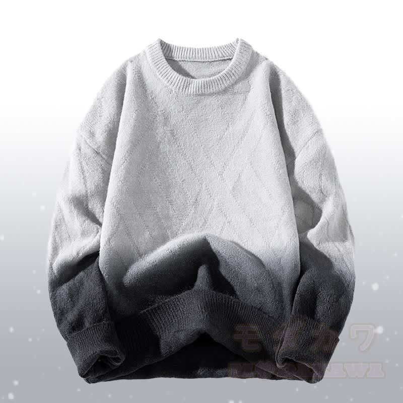 グラデーションニットセーター コーデュロイパンツ ツーピース - 黒のセーター - 3XL - image 6