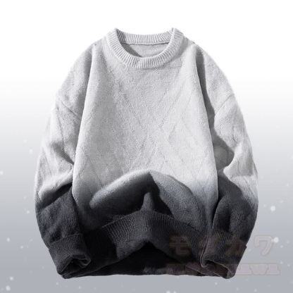 グラデーションニットセーター コーデュロイパンツ ツーピース - 黒のセーター - 3XL - image 6