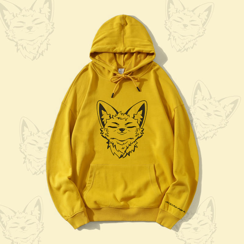 MODAKAWA コルサックフォックスグラフィックストリートウェアプルオーバーパーカー - Yellow - 5XL - image 1